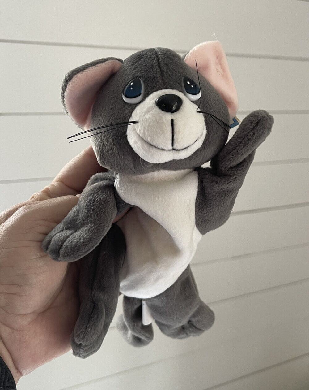 Precious Moments Cat Plush 8" Jacob 1999 Retired Bean Bag Plush Gray With Tags